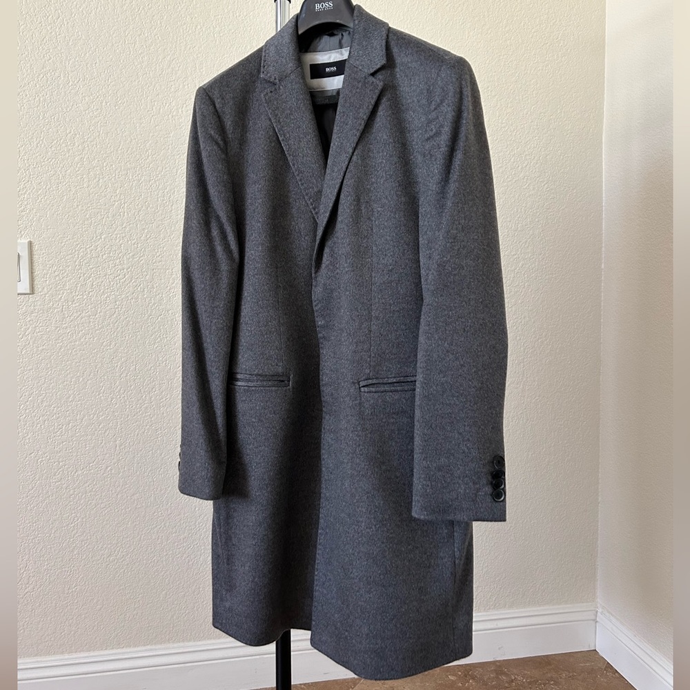 Hugo Boss Gray Cashmere Trench Coat